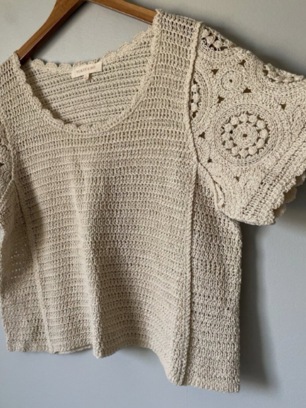 Crochet Knit Boho Top | Soft Neutral Cream | Effortless Chic - Picture 3 of 6